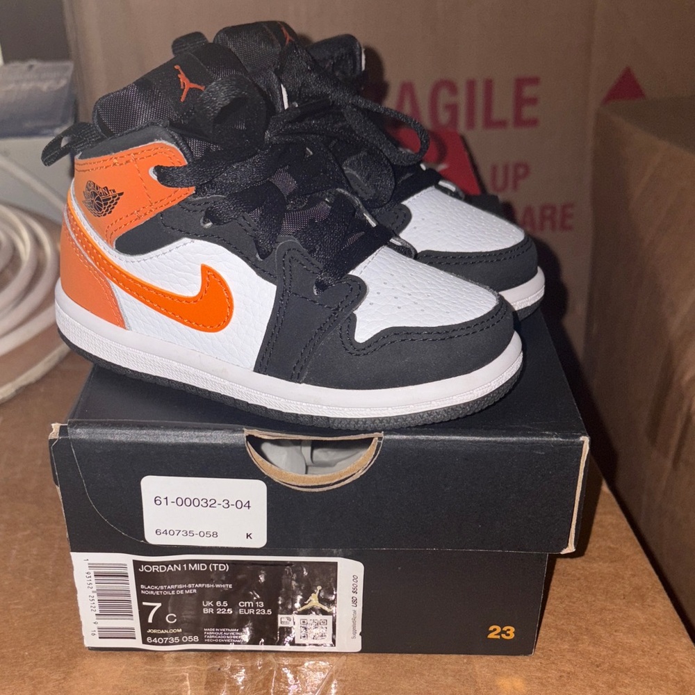 Jordan Kids' Sneakers in Black, Orange, and White